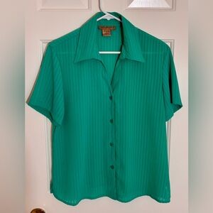 “Notations” Sheer Woman’s Teal Blouse Lrg